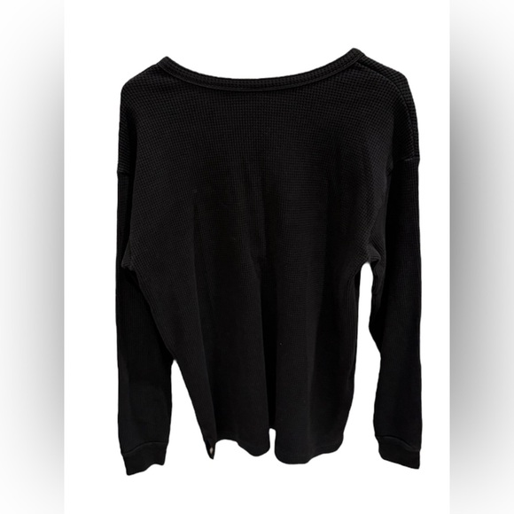 Pink Victorias Secret Henley Oversized Pullover Waffle Knit Black Size Medium - Picture 2 of 3